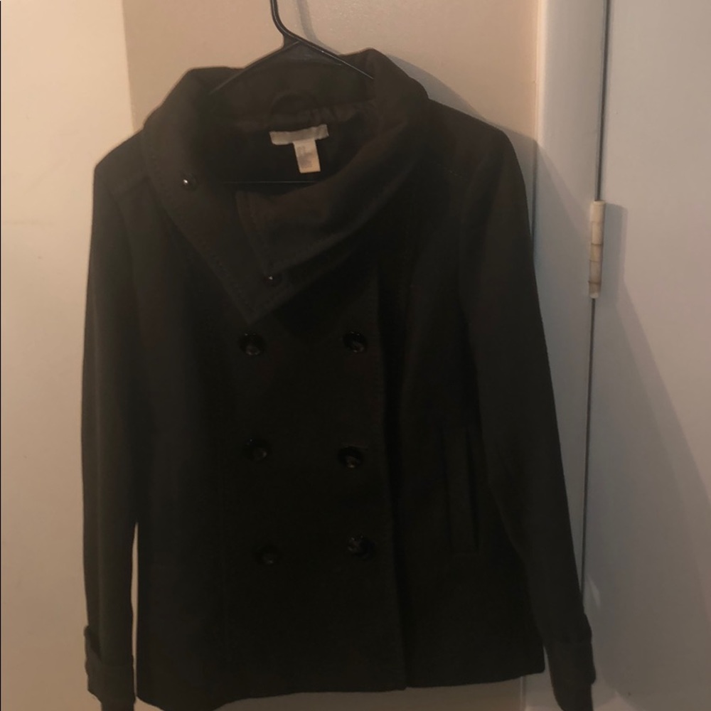 Stylish Hunter green pea coat size 10